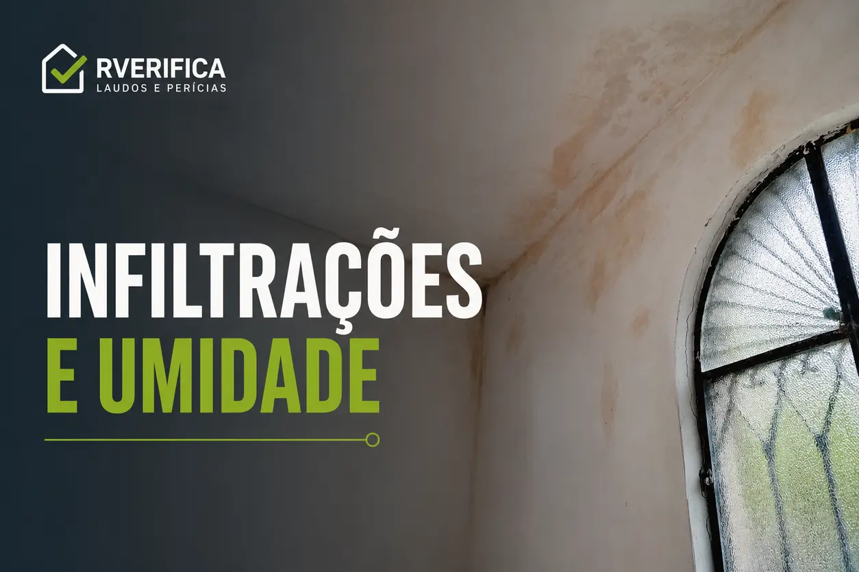 Sinais de infiltração observados em edificação durante avaliação técnica